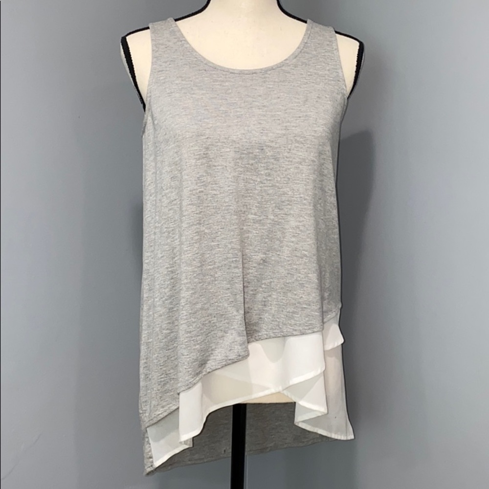 INC - Grey top with white lining detail